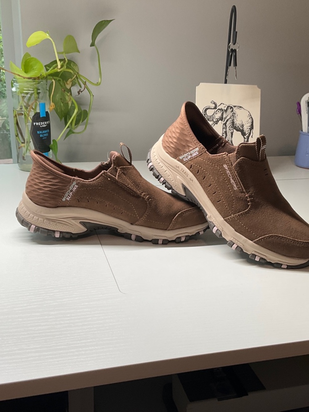 Women’s Skechers Brown Slip-On Trail Loafers with Tan Outsole 6.5